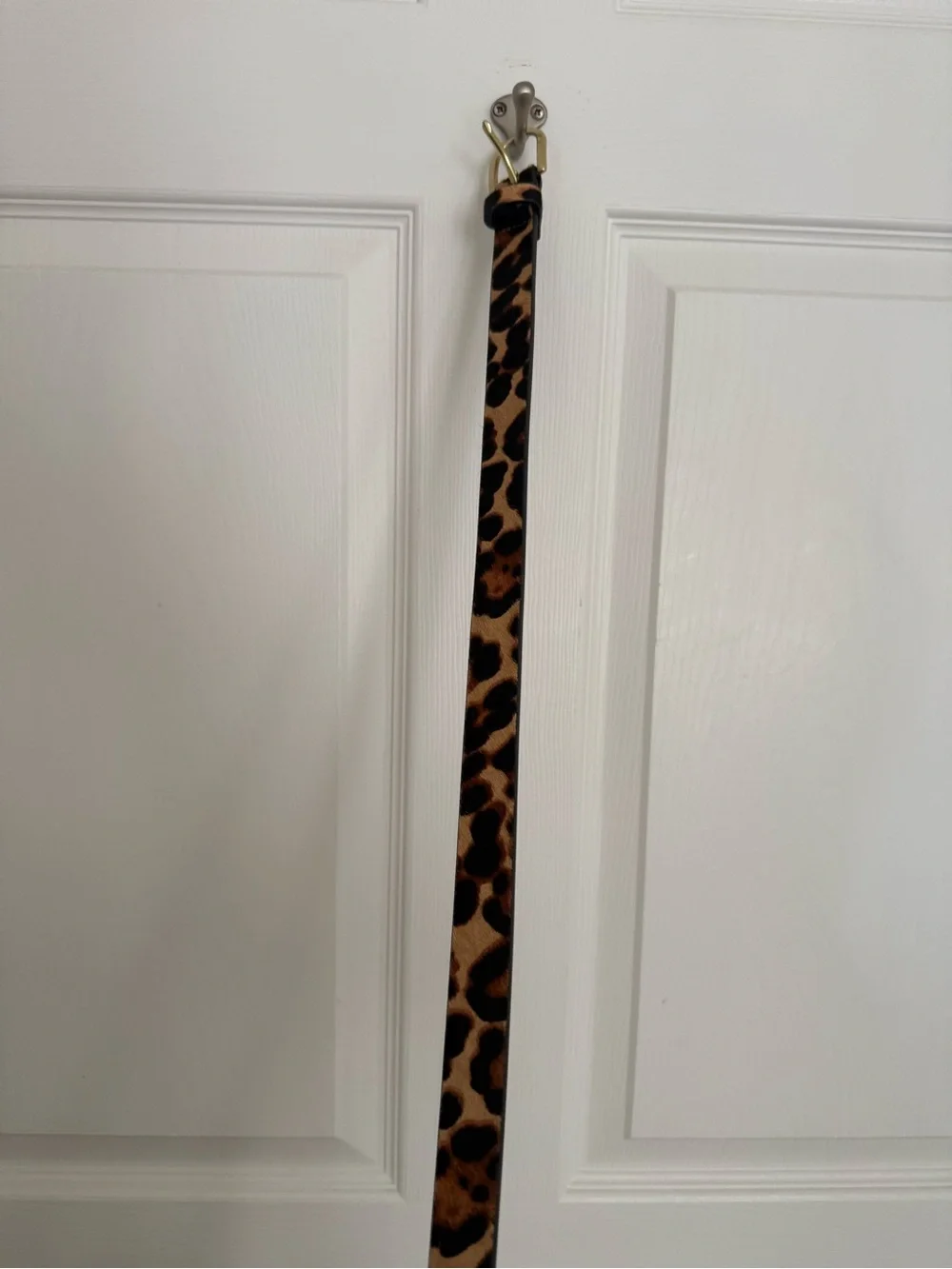 J. Crew Leopard Print Calf-hair Belt with Gold Buckle. Size M/L